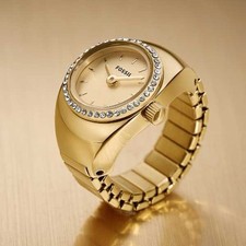 Usado, Relógio feminino Fossil anel mostrador dourado - parte superior de cristal - pulseira flexível - SS comprar usado  Enviando para Brazil