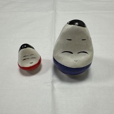 Conjunto de 2 bonecas Daruma de cerâmica - Figuras Kokeshi japonesas feitas à mão com rosto sorridente comprar usado  Enviando para Brazil
