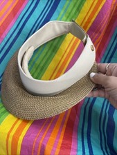 Eric Javits New York Natural Straw Squishee Champ Visor Adj 3" Aba UPF 50+ H60 comprar usado  Enviando para Brazil