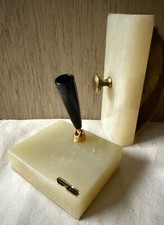 Juego de escritorio de ónix genuino vintage de mediados de siglo artículos - soporte para bolígrafo y secador de tinta segunda mano  Embacar hacia Mexico