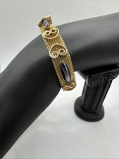 Vintage 1960 Tom Dourado Malha Preto Ônix Relógio Fivela Estilo Declaração Pulseira comprar usado  Enviando para Brazil