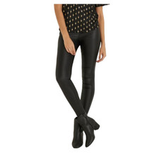 Jeans jeans skinny feminino preto revestido de couro cintura alta aparência tornozelo comprar usado  Enviando para Brazil