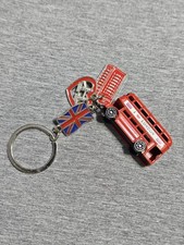 Chaveiro lembrança Londres ônibus de dois andares bandeira do Reino Unido cabine telefônica torre ponte ouvir comprar usado  Enviando para Brazil