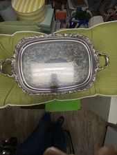 Usado, Bandeja de servir vintage Webster Wilcox Oneida prata esterlina sólida 25/21" por 15" comprar usado  Enviando para Brazil