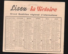 Calendrier victoire 1947 d'occasion  Lectoure