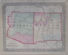 Mapa pré-estadual 1874 ARIZONA NOVO MÉXICO trilhas minas fortes índios cor da mão, usado comprar usado  Enviando para Brazil