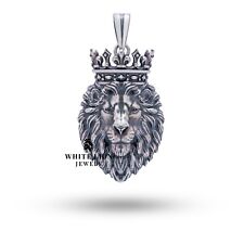 Colar pingente calmo rei leão coroa animal selva prata 925 presente homens leão comprar usado  Enviando para Brazil