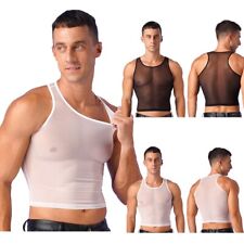 Blusa de festa masculina crop tops coletes de malha transparente gola U regata comprar usado  Enviando para Brazil