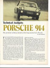 Original 1970 Porsche 914 4 páginas teste de estrada com análise técnica, anúncio impresso comprar usado  Enviando para Brazil