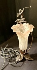 Usado, Abajur de tulipa floral querubim vintage com base de metal comprar usado  Enviando para Brazil