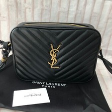 Yves Saint Laurent Black Cowhide Goat Pattern Gold Button Women’s Bag comprar usado  Enviando para Brazil