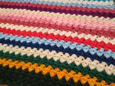 Sofá antigo feito à mão listrado crochê afegão multicolorido colo lance retrô 38 x 38 comprar usado  Enviando para Brazil
