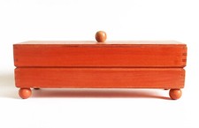 Vintage IKEA 2 Camadas Junta de Madeira Vermelha Empilhamento Chaves de Armazenamento Caixa de Bugigangas de Joias comprar usado  Enviando para Brazil