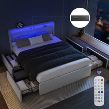 Łóżko tapicerowane 160x200cm Podwójne łóżko Rama łóżka Łóżko do przechowywania Drewno LED Rama z listew DE, używany na sprzedaż  Wysyłka do Poland