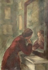 Thoughtful woman front d'occasion  Expédié en Belgium
