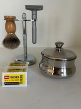 Schone Cuenco de Afeitar de Acero Inoxidable, Juego de Maquinilla de Afeitar y Cepillo de Seguridad Merkur segunda mano  Embacar hacia Mexico