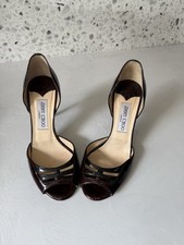 Salto alto 100% autêntico JIMMY CHOO estampa de leopardo patente Bordeaux D'Orsay UE 37 comprar usado  Enviando para Brazil