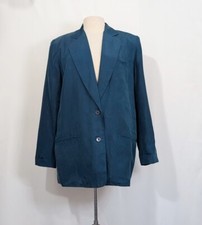 Jaqueta vintage anos 90 verde-azulada blazer de seda tamanho grande forrada Misses tamanho 6 comprar usado  Enviando para Brazil