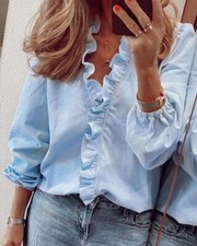 Womens ruffle neck for sale  USA