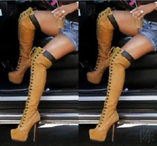 Sapatos femininos plataforma salto agulha alto coxa alta acima do joelho botas de equitação comprar usado  Enviando para Brazil