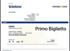 Biglietti drake 2025 usato  Arona
