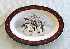 Prato de servir oval boneco de neve Natal Royal Seasons RN2, 14" bandeja V-bom estado, usado comprar usado  Enviando para Brazil