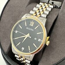 Bulova relógio feminino quartzo dois tons mostrador preto com diamantes 98X125 comprar usado  Enviando para Brazil