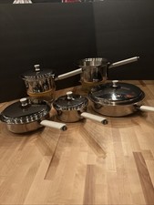 Conjunto de panelas Easterling 3 camadas 18-8 aço inoxidável feito nos EUA 5 peças com 4 tampas RARO comprar usado Conjunto de panelas Easterling 3 camadas 18-8 aço inoxidável feito nos EUA 5 peças com 4 tampas RARO comprar usado  Enviando para Brazil