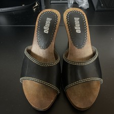 BONGO Vintage Y2K Estilo Couro Preto Salto de Madeira Biqueira Aberta Tamanco Mules tamanho 5 comprar usado BONGO Vintage Y2K Estilo Couro Preto Salto de Madeira Biqueira Aberta Tamanco Mules tamanho 5 comprar usado  Enviando para Brazil