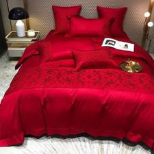 Lençol de cama bordado algodão egípcio luxo vermelho casamento 1000TC 4 peças comprar usado Lençol de cama bordado algodão egípcio luxo vermelho casamento 1000TC 4 peças comprar usado  Enviando para Brazil