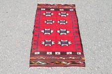 Tapete Kilim Oushak étnico vintage turco azul vermelho feito à mão 2x3 pés comprar usado  Enviando para Brazil