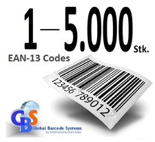 1 - 5000 EAN-13 / UPC Codes - weltweit unbegrenzt gültig - keine weiteren Kosten comprar usado  Enviando para Brazil