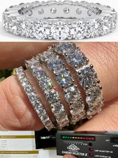 Alianza de eternidad de moissanita real anillo de boda pasa probador de diamantes plata 925 2-5 mm segunda mano  Embacar hacia Mexico