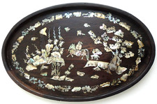 Ancien plateau marqueterie d'occasion  Royan