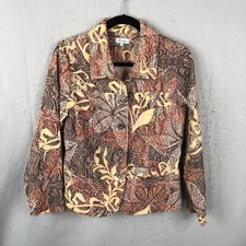 Jaqueta analogia feminina L rosa bronzeado paisley artística texturizada tatuagem elástica PAO boho comprar usado  Enviando para Brazil