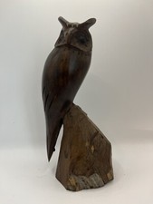 Estátua de madeira dura esculpida à mão coruja empoleirada decoração eclética de fazenda 10,5" comprar usado  Enviando para Brazil