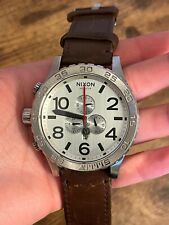 Relógio masculino NIXON 51-30 CHRONO quartzo A124-1113 couro prata/marrom comprar usado  Enviando para Brazil