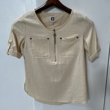 Blusa Anne Klein Feminina S Bege Mescla de Linho com Meia Manga e Zíper Frontal Det comprar usado  Enviando para Brazil