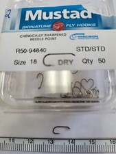 Gancho Mustad Dry Fly "R50-94840" STD/STD Tamanho: 18 Qtd 50 Fly Tying comprar usado  Enviando para Brazil