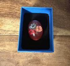 Anel bolha plástico vermelho vintage com flores prensadas, tamanho 8 comprar usado  Enviando para Brazil