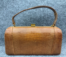 Bolsa de fecho Escort EUA preta de couro de lagarto bolsa alça superior moldura MCM vintage, usado comprar usado  Enviando para Brazil