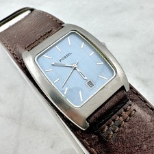Relógio masculino raro fóssil 34 mm de largura pulseira de couro mostrador azul, JR-8398, nova bateria comprar usado  Enviando para Brazil