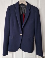 Blazer feminino ZARA azul marinho estruturado casaco waffle botões dourados jaqueta XS, usado comprar usado  Enviando para Brazil