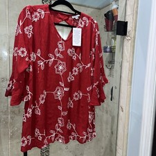 Usado, Blusa de sino Catherines laranja pequena vermelha branca floral manga 1XWP 1/2 nova com etiquetas comprar usado  Enviando para Brazil
