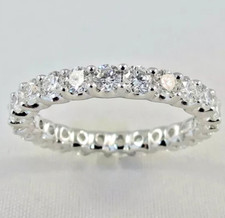 Aliança de casamento redonda 2,50 quilates diamante natural eternidade ouro branco sólido 14K tamanho 7 comprar usado  Enviando para Brazil