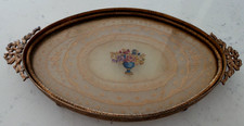 Antiga bandeja de vaidade E. & J.B Ormolu oval art déco pés delicados com flor de renda comprar usado  Enviando para Brazil