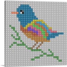 Impressão artística em tela pixel joia grade colorida pássaro ARTCANVAS comprar usado  Enviando para Brazil