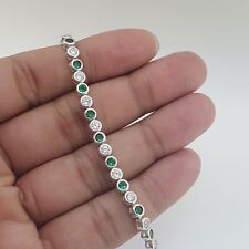 Pulseira feminina simulada 7 quilates verde esmeralda e diamante 8 polegadas ouro branco 14K FN comprar usado  Enviando para Brazil