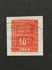 timbre de guerre France yt 1 chambre de commerce Valenciennes oblitéré fragment  comprar usado  Enviando para Brazil