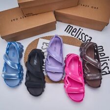 Sandálias planas femininas Melissa plataforma oca peep toe gelatina sapatos femininos EUA 5-9 comprar usado  Enviando para Brazil